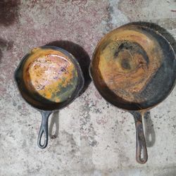 Two Cast Iron Pans that need some TLC 