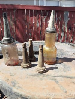 Old oil glass bottles