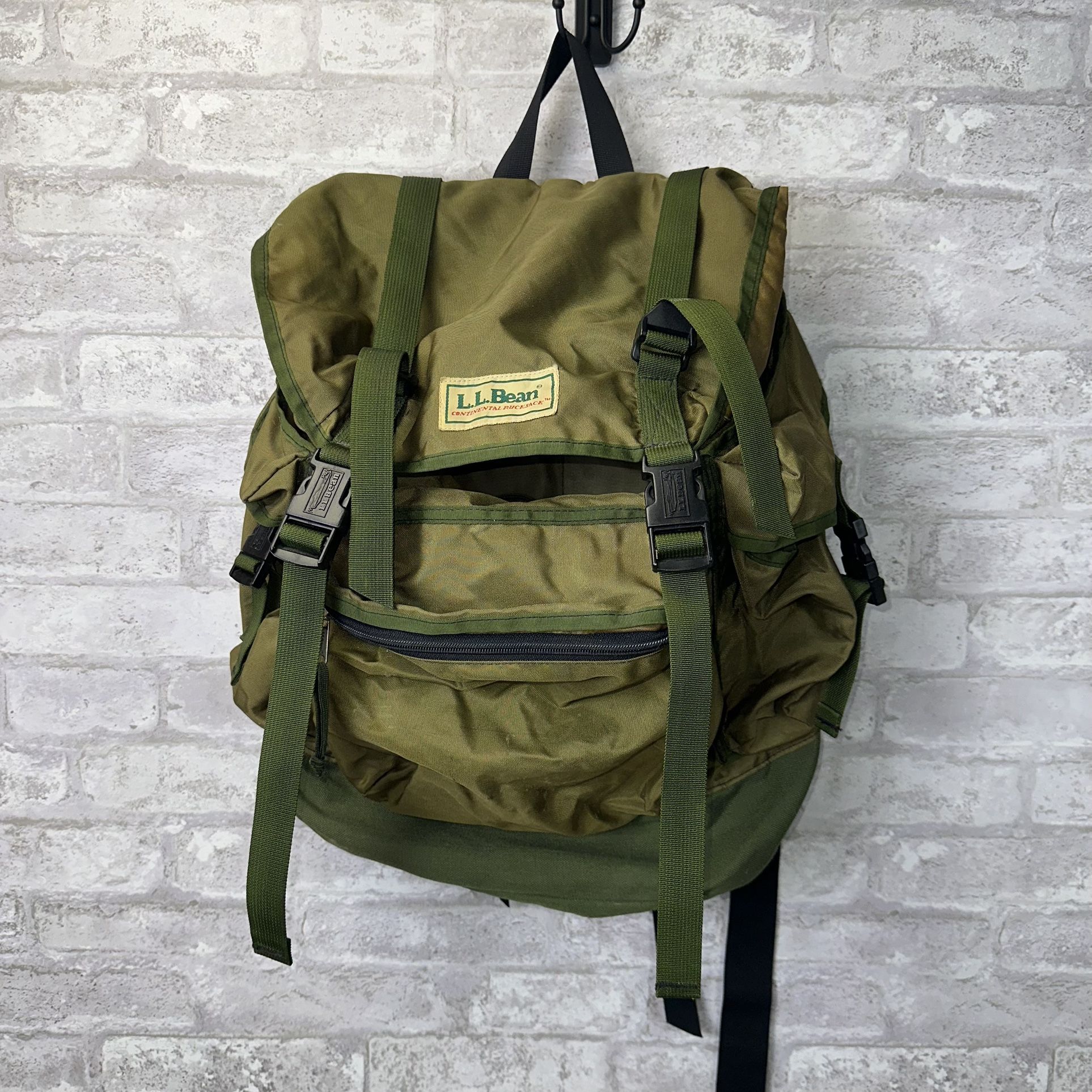Vintage LL Bean Continental Rucksack Backpack Olive Green 80s