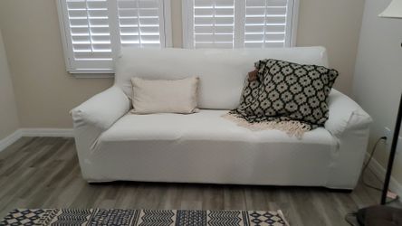 Off White Sofa With Cover And Gray-White Sofas 2 Pieces , Text If Interested