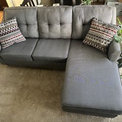 Great Condition Grey Couch With Ottoman