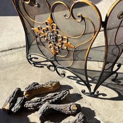 CERAMIC GAS LOGS AND CHIMNEY COVER 