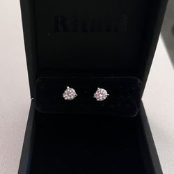 Ritani Natural 3 Prong Martini Diamond Stud Earrings