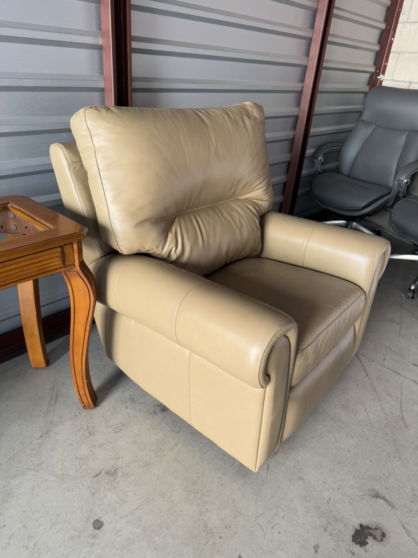 Beige Leather Recliner Chair