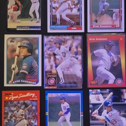 Ryne Sanberg 9 Baseball Trading Card Bundle