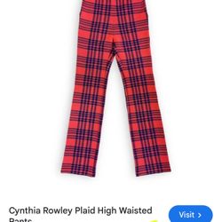 Cynthia Rowley LINCOLN Plaid, High-Waist, Stretch Pants, With Slight Flare - Size 4 - LIKE NEW! 