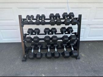 New 5-50LB Dumbbell Set With Rack