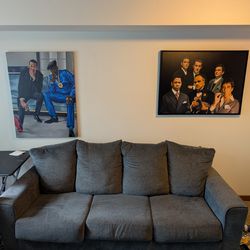 Comfortable Dark Grey Love seat and couch