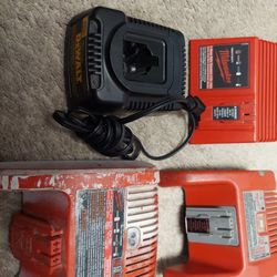 Milwaukee chargers(3) and dewalt (1) all work no issues $30 each
