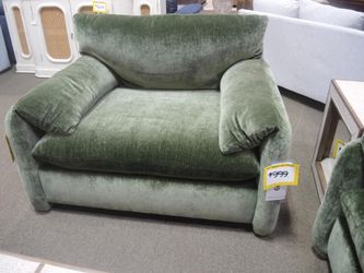 Green Chenille Oversized Chair-and-a-Half