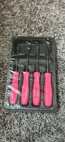 Snap on 4-Piece Pick and Hook Set Pink Handles