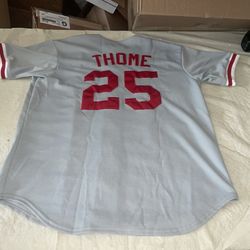 Jim Thome Philadelphia Phillies Jersey Men Large Gray Clean Majestic USA 6400