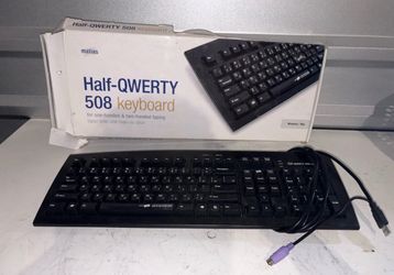 Matias Half QWERTY 508 One Handed Keyboard Wired W/ Original Box Tested/Works