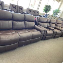 100% Leather Electric Sofa Set Recliner