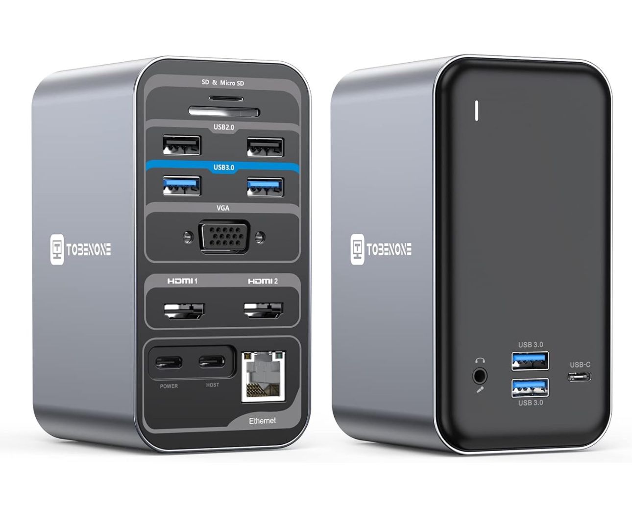 USB C Laptop Docking Station Dual Monitor, 15-in-1 USB C Dock with Dual HDMI, 65W Power Supply, VGA, 4 USB 3.0, 2 USB 2.0, USB C, SD/TF, Ethernet and 