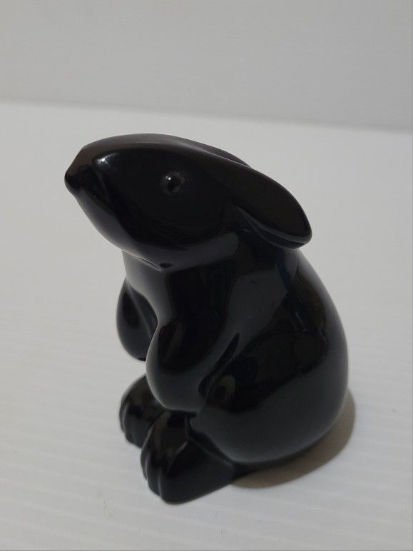 Baccarat France 3.4" Bunny Rabbit Black Art Glass Figurine Paperweight