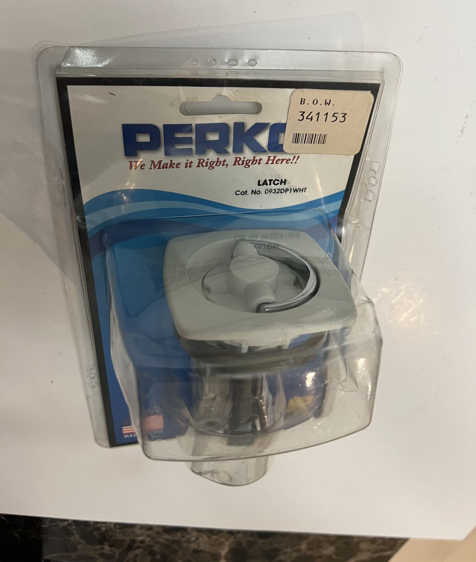 Perko 0932DP1WHT Flush-Mount Non-Locking Latch with Offset Cam Bar and Flexible Polymer Strike for 1-1/8" to 2" Hole - White