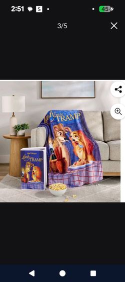 LADY AN THE TRAMP DISNEY VHS THROW BLANKET