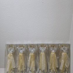 Clear Glass 10 1/2" Angel Figurine Ornament with Yellow Ribbon Skirt
