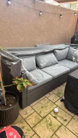 Outdoor Wicker Couch With Matching Tables 