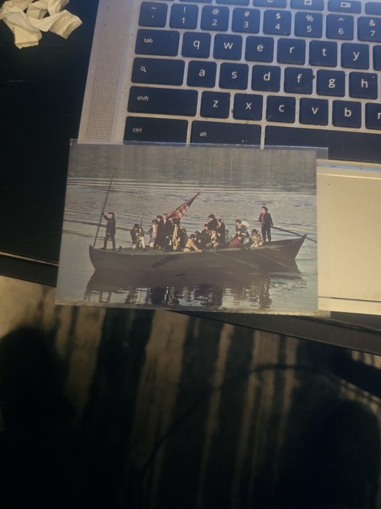 Durham boat at christmas crossing vintage postcard