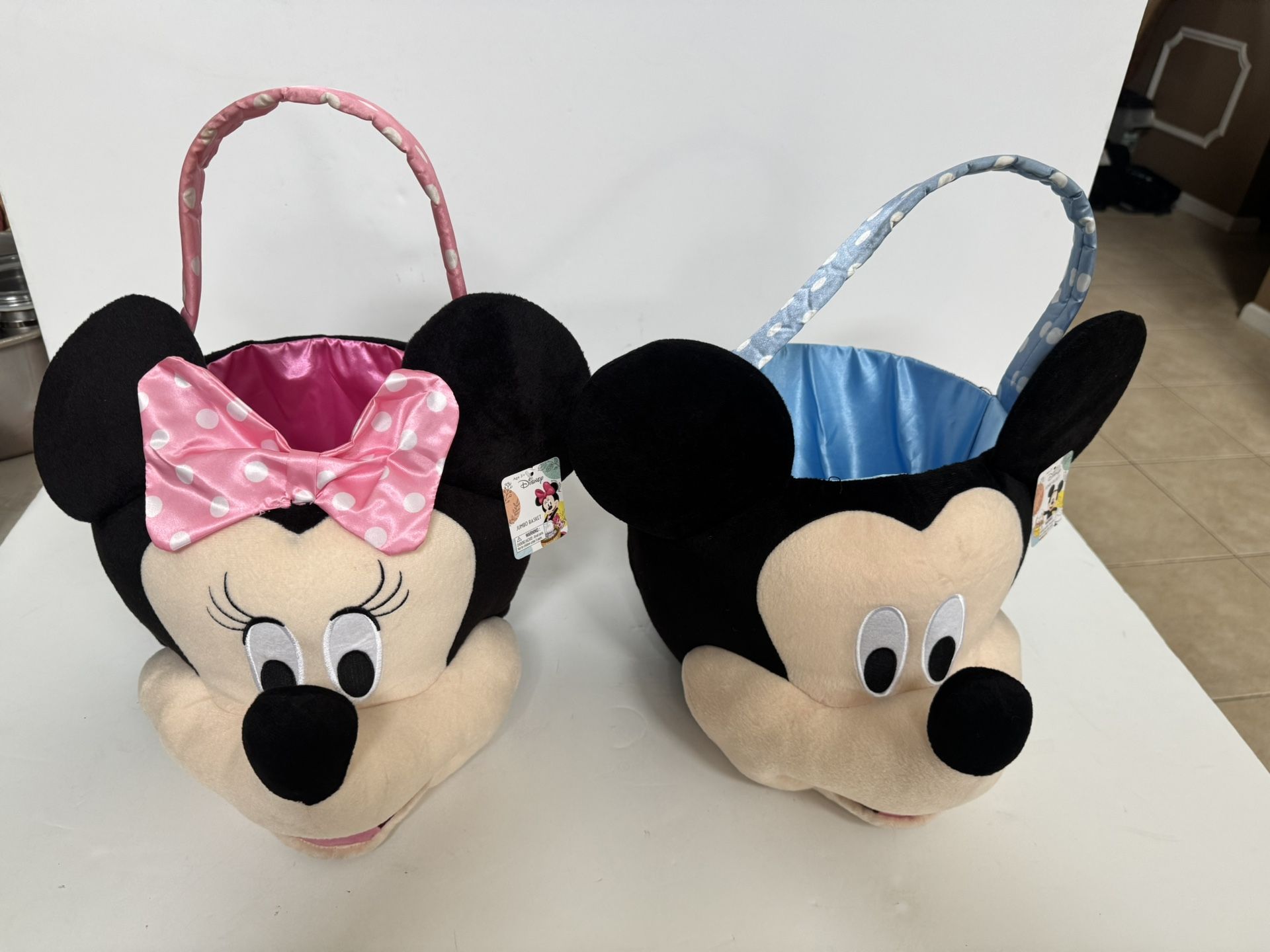 Disney Mickey and Minnie Mouse Jumbo Plush Halloween Trick or Treat Baskets