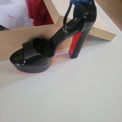 Christain Louboutin Red  Bottom Patent  Calf Leather Sandals 