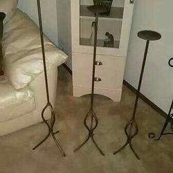 (3) Tall Metal Floor Candle Holders *Heavy Duty* 