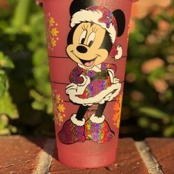 Starbucks Minnie Christmas Custom Glitter Cup- ONE PINK LEFT
