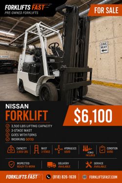 NISSAN forklift 3500 lb,3 stage for sale
