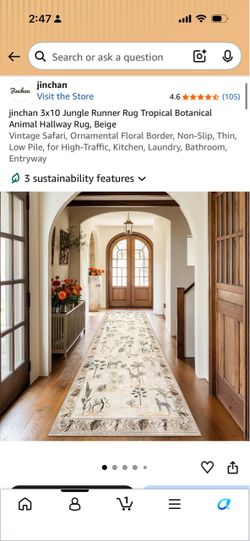 Jinchan 3x10 Jungle Runner Rug Beige