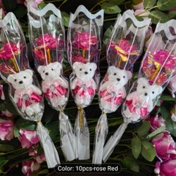 New Color Changing Roses With Diamond Bears - $5 Each