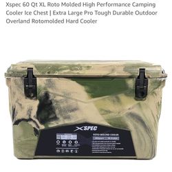 60 Qt XL Roto Molded High Performance Camping Cooler Ice Chest | Extra Large Pro Tough Durable Outdoor Overland Rotomolded Hard Cooler