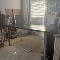 IKEA Black Table Top And (4) Silver Legs
