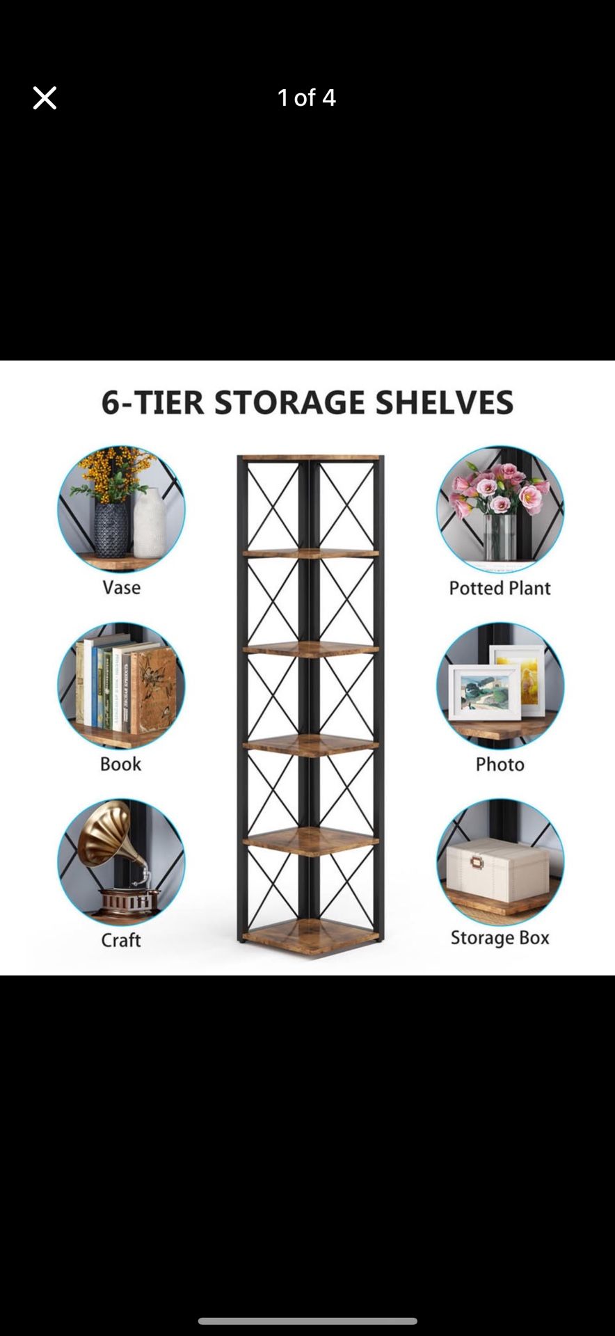 6-Tier White Corner Bookshelf – 70.9" Tall Space-Saving Display Shelf