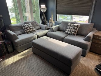 2 Sofa Couches With Large Ottoman - Great Condition