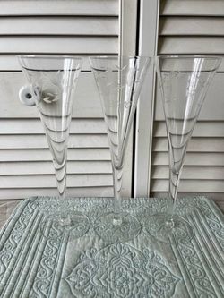 Vintage Princess House Heritage Crystal Flutes Glasses 3” Diameter 11” Height