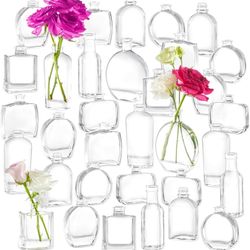 32pcs Glass Small Bud Vases Set - 9 Styles Clear Bud Vase for Centerpieces, please read description 