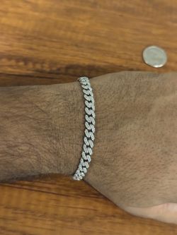 6mm Moissanite Cuban Bracelet – 8” – 925 Sterling Silver – Iced