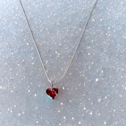 Dainty Simulated Ruby Necklace