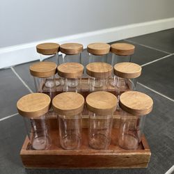 Threshold 12 Piece Glass Spice Jars With Wooden Spice Rack