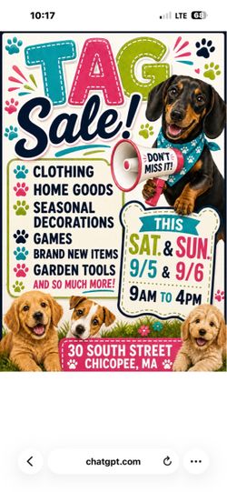 Tag sale - 30 South street Chicopee 9-4