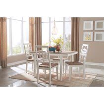 Signature Design By Ashley - Brovada Rectangular Dining Room Table Set of 5 - Contemporary Style - Two-tone