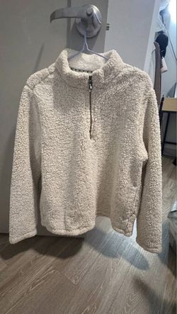 Cozy Cream Sherpa Quarter-Zip Fleece Pullover / Jacket