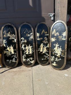 Vintage  Asian wall decor pannels