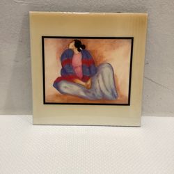 VTG R.C. Gorman “Blue Blanket Shawl” Painting Ceramic Art 8”X 8”Tile Made in USA