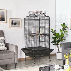 63"H Open Playtop Extra Large Bird Cage Parrot Cage Black