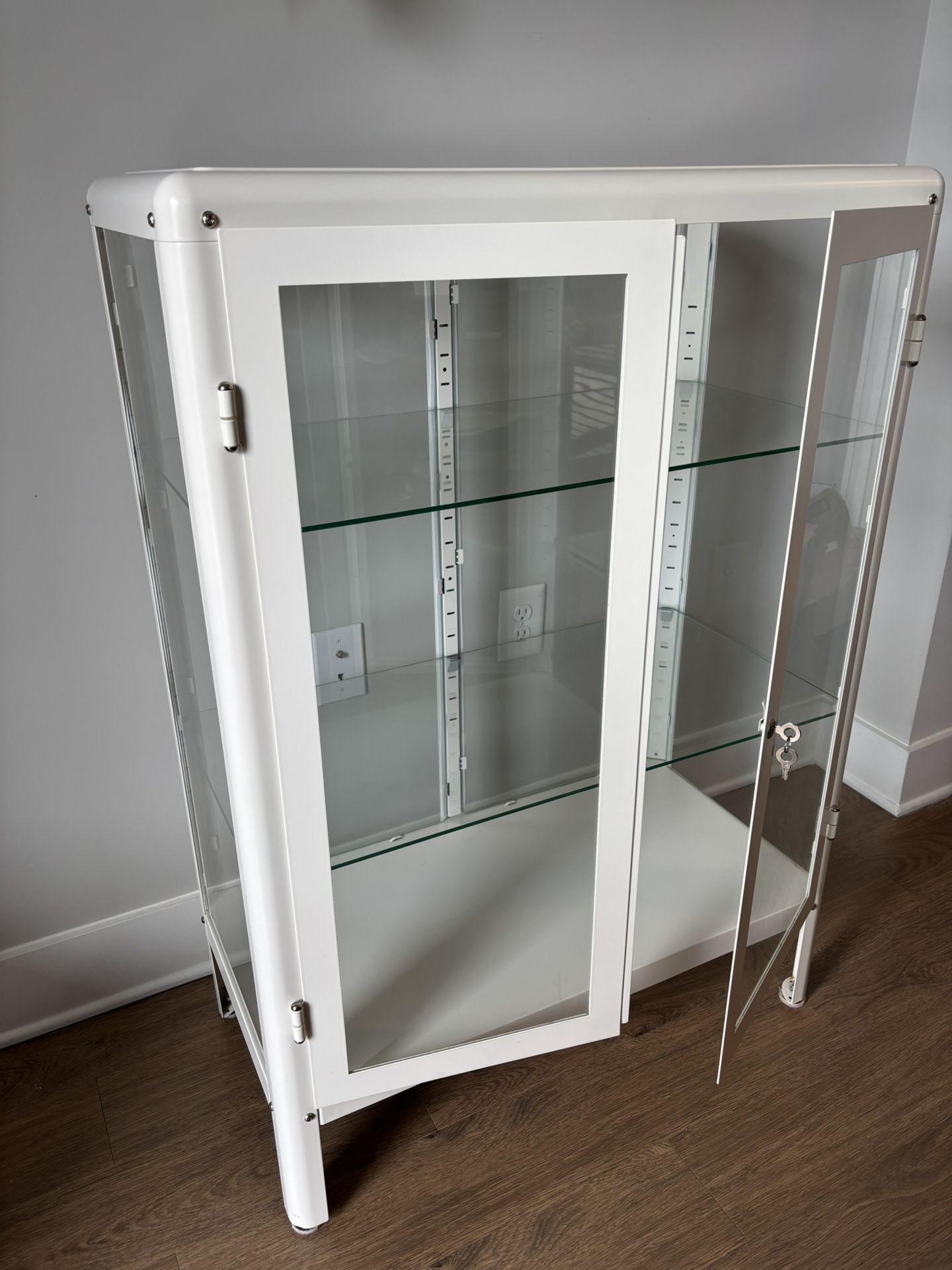 White Glass Cabinet with Shelves