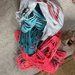Pink and teal hangers