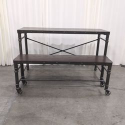 Ashley Dark Wood and Metal Bar Height Dining Set